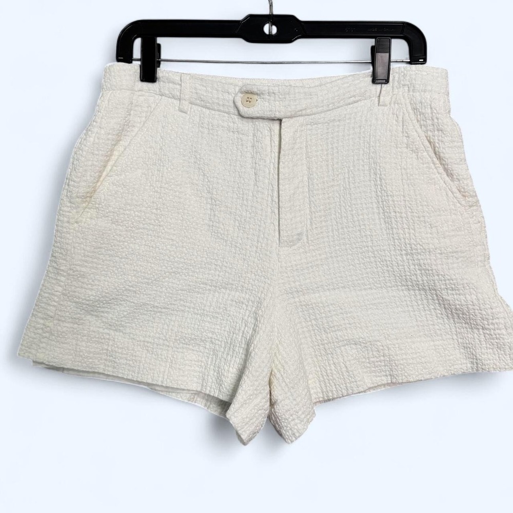 Draper James RSVP Basket Weave Textured Shorts Women's 12 White High Rise Preppy